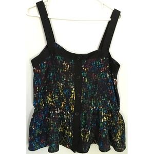 Derek Lam For Design Nation Tank Top Womens L Multicolor Peplum Button Front NWT